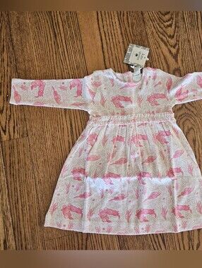 NWT New Kate Quinn 18-24m Long Sleeve Classic Empire Dress Sea Otters Pink